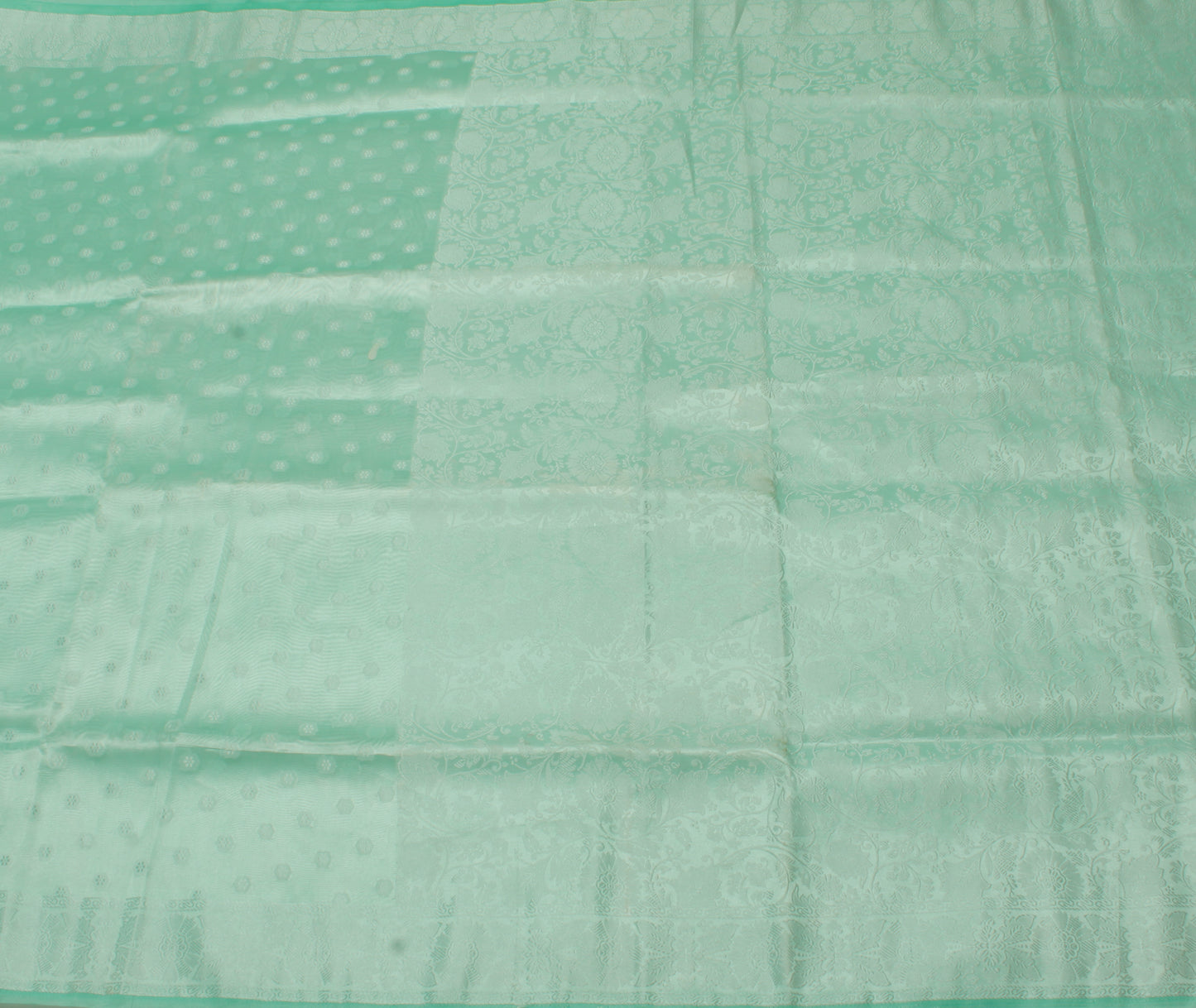 Sushila Vintage Green Saree Blend Tissue Silk Woven Floral Sari Craft Fabric