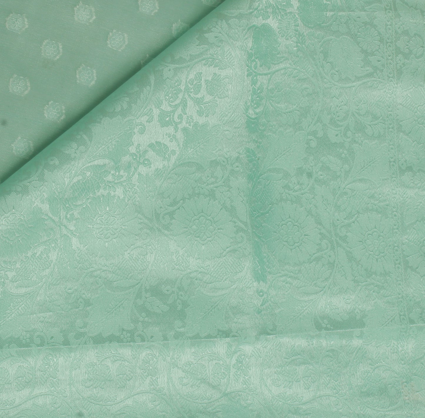 Sushila Vintage Green Saree Blend Tissue Silk Woven Floral Sari Craft Fabric