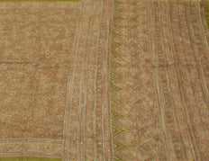Sushila Vintage Green Saree 100% Pure Silk Printed Floral Sari Craft 5 YD Fabric