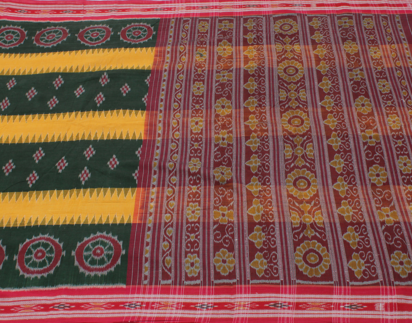 Sushila Vintage Saree 100% Pure Cotton Hand Woven Ikat Patola Sari Craft Fabric