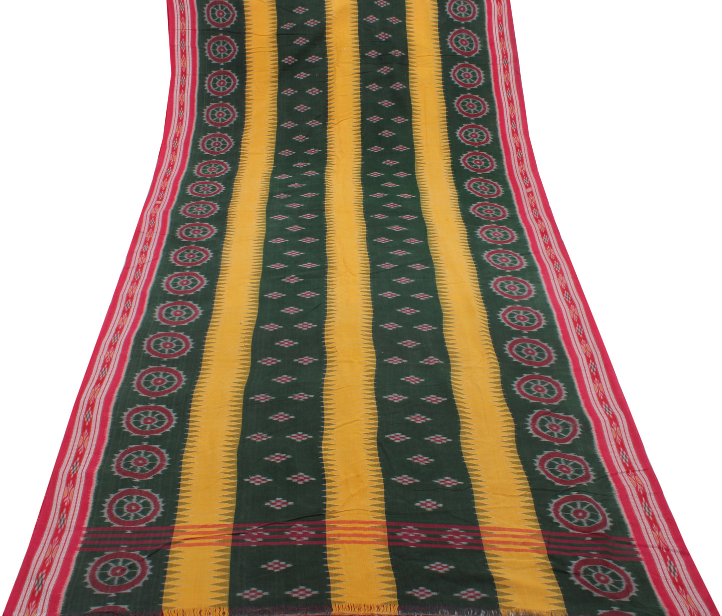 Sushila Vintage Saree 100% Pure Cotton Hand Woven Ikat Patola Sari Craft Fabric