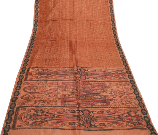 Sushila Vintage Indian Saree 100% Pure Silk Printed Sari Craft 5 Yard Fabric