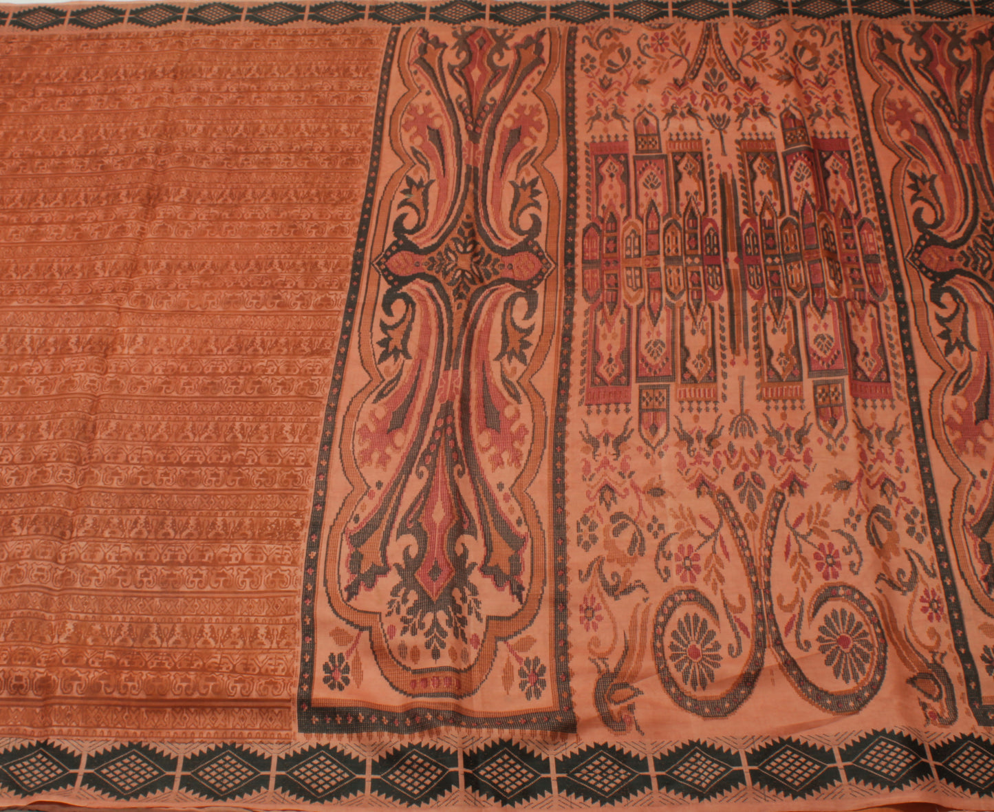 Sushila Vintage Indian Saree 100% Pure Silk Printed Sari Craft 5 Yard Fabric