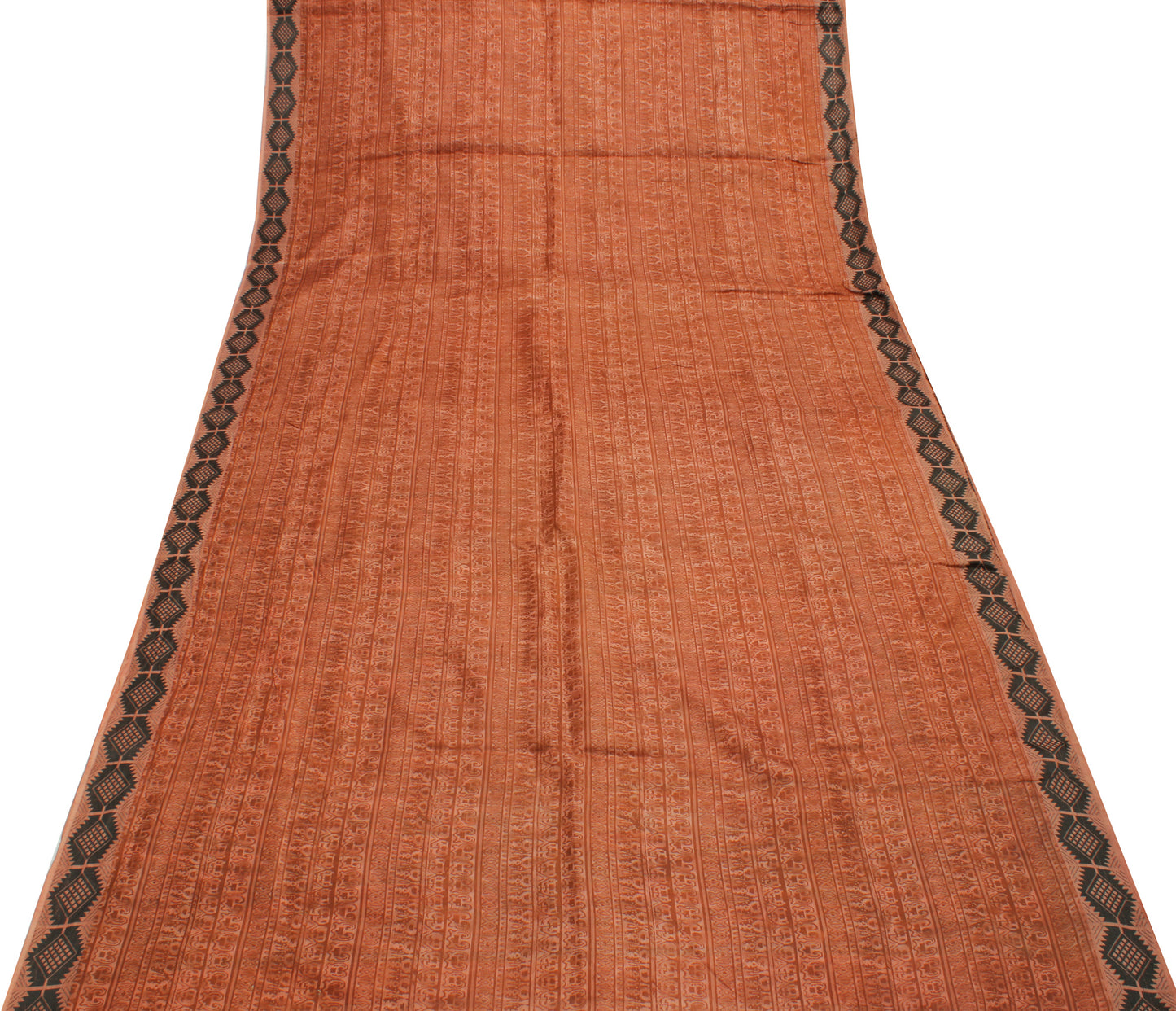 Sushila Vintage Indian Saree 100% Pure Silk Printed Sari Craft 5 Yard Fabric