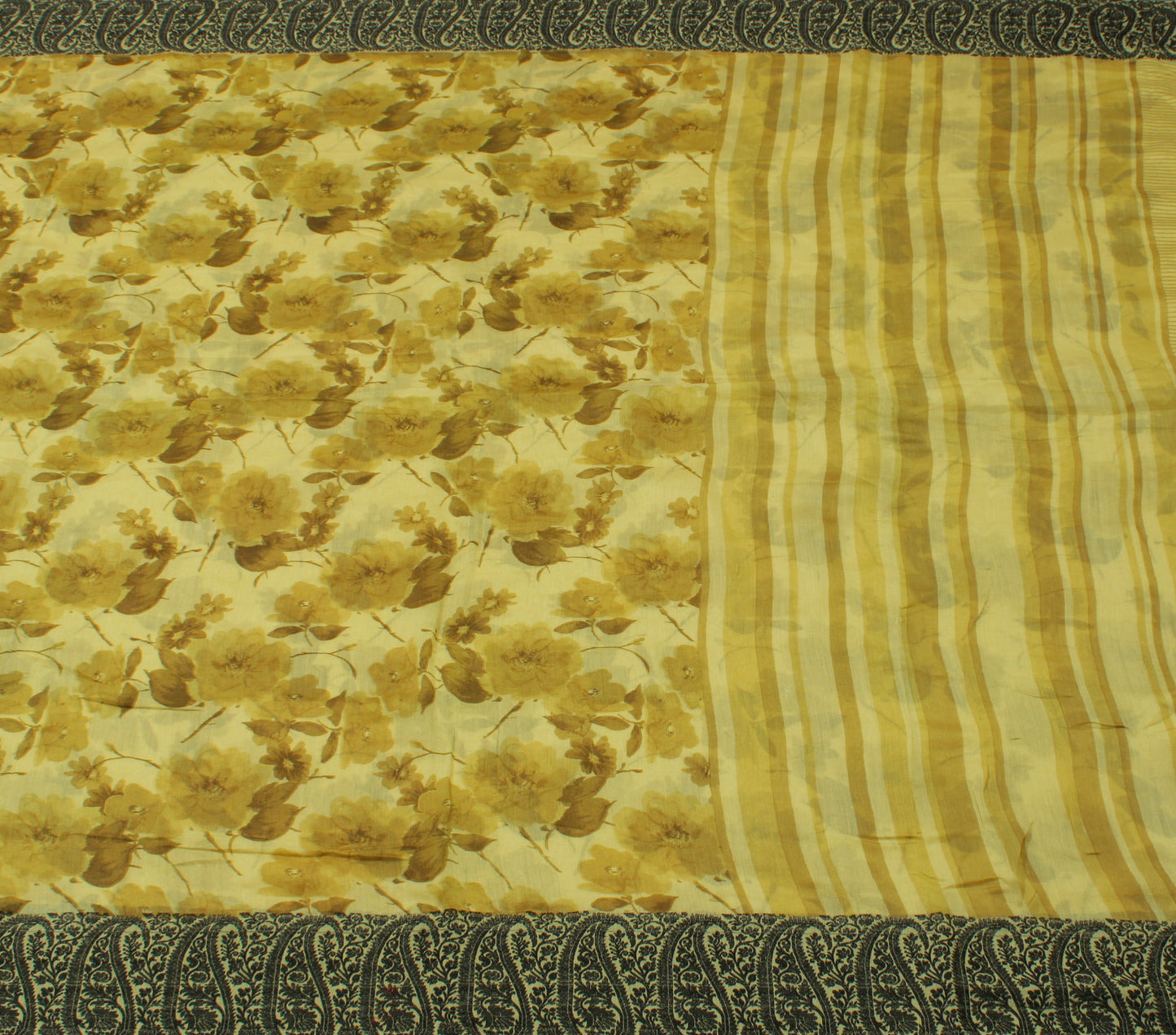 Sushila Vintage Light Green Saree Pure Cotton Printed Floral Sari Craft Fabric