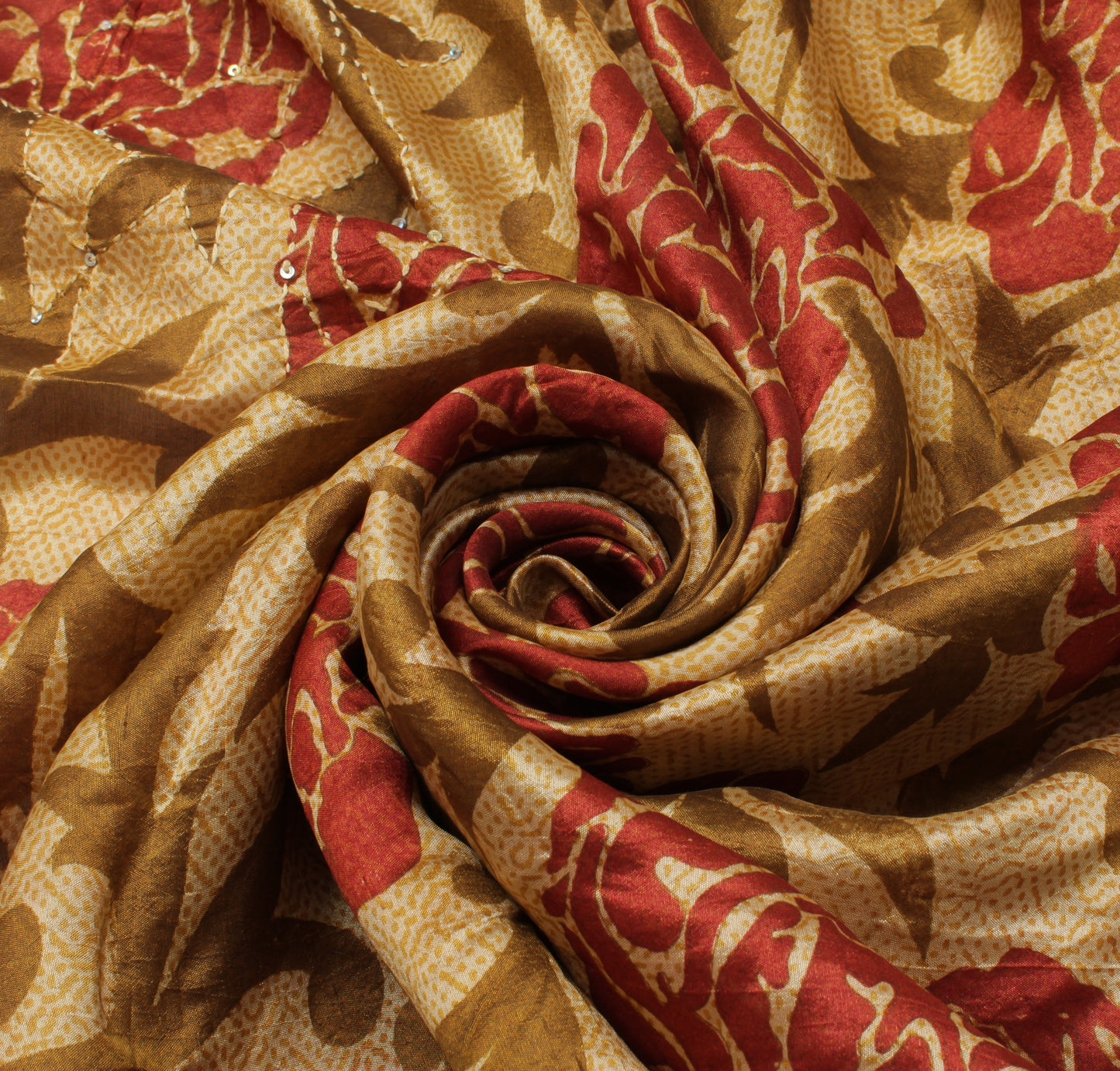 Sushila Vintage Cream Saree 100% Pure Silk Printed Floral Sari Craft 6 YD Fabric