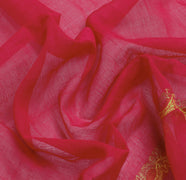 Sushila Vintage Red Saree 100% Pure Cotton Zari Woven Floral Sari Craft Fabric