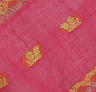 Sushila Vintage Red Saree 100% Pure Cotton Zari Woven Floral Sari Craft Fabric