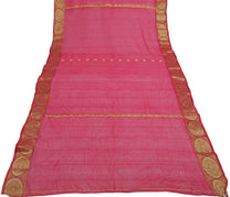 Sushila Vintage Red Saree 100% Pure Cotton Zari Woven Floral Sari Craft Fabric