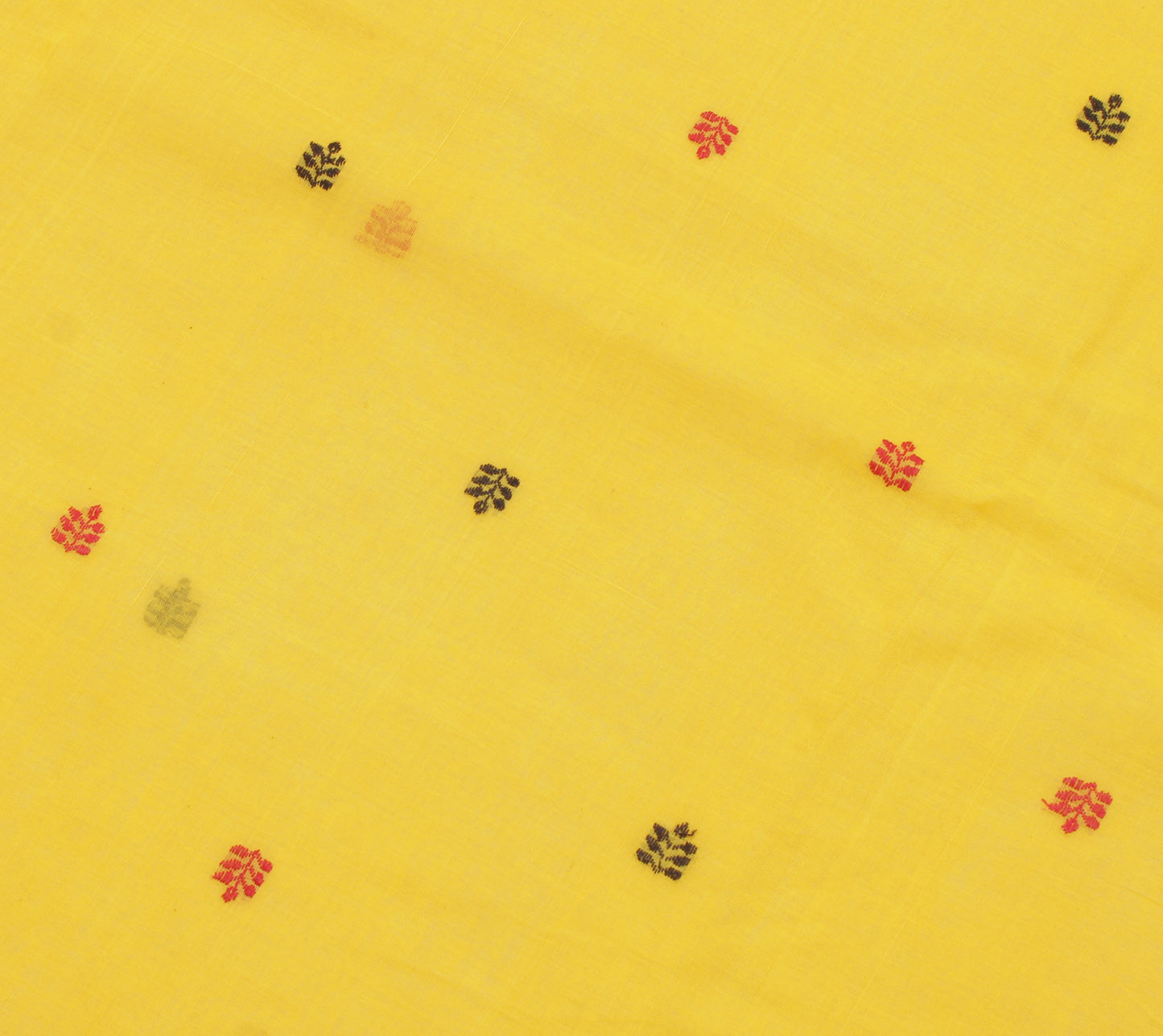 Sushila Vintage Yellow Saree 100% Pure Cotton Woven Floral Sari Craft Fabric