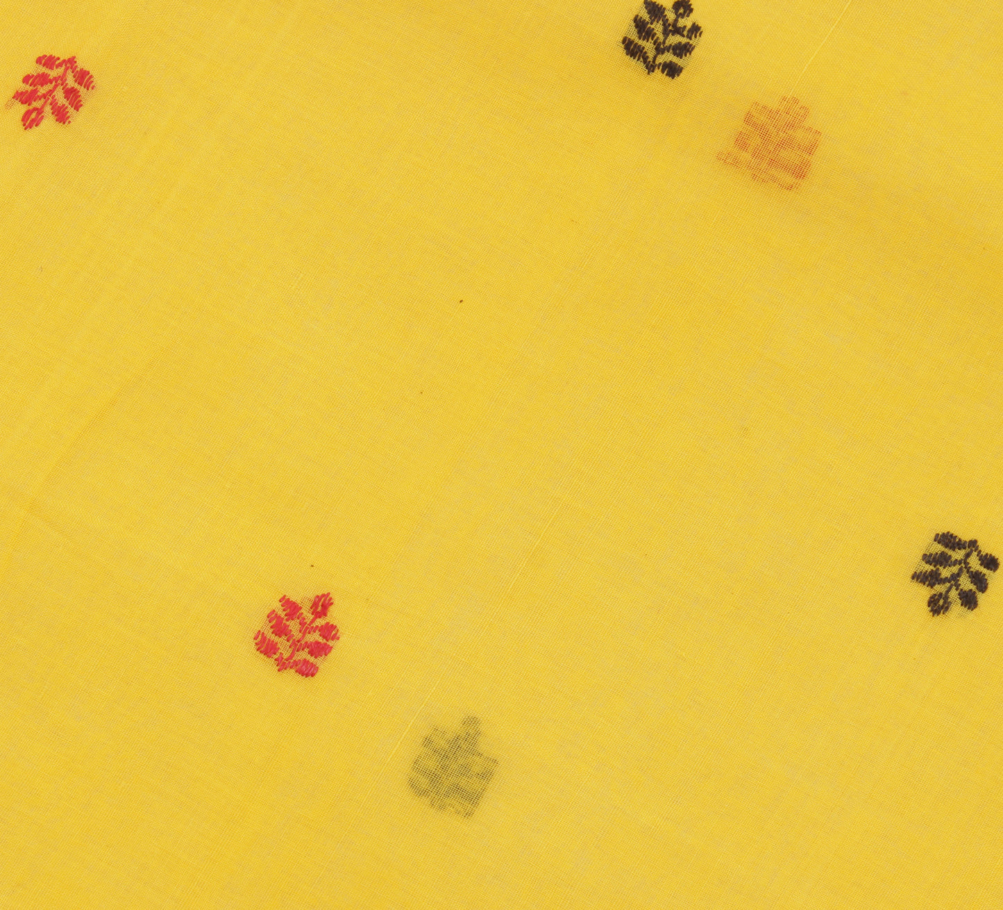 Sushila Vintage Yellow Saree 100% Pure Cotton Woven Floral Sari Craft Fabric