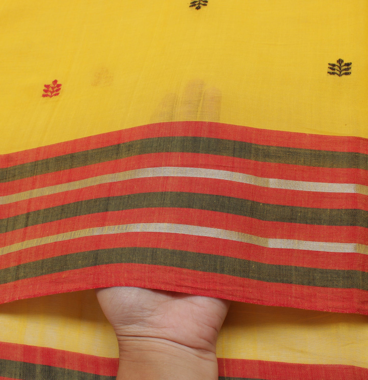 Sushila Vintage Yellow Saree 100% Pure Cotton Woven Floral Sari Craft Fabric