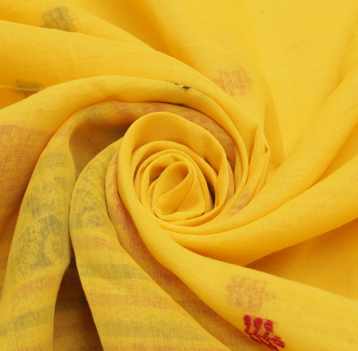 Sushila Vintage Yellow Saree 100% Pure Cotton Woven Floral Sari Craft Fabric