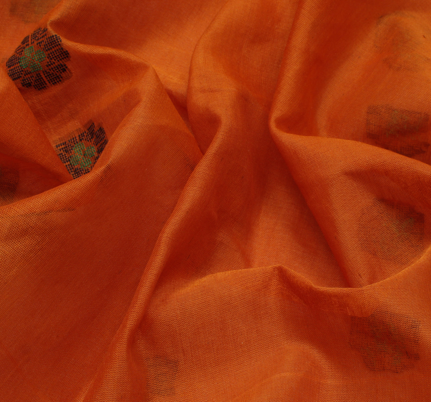 Sushila Vintage Rust Indian Saree Blend Cotton Woven Floral Sari Craft Fabric