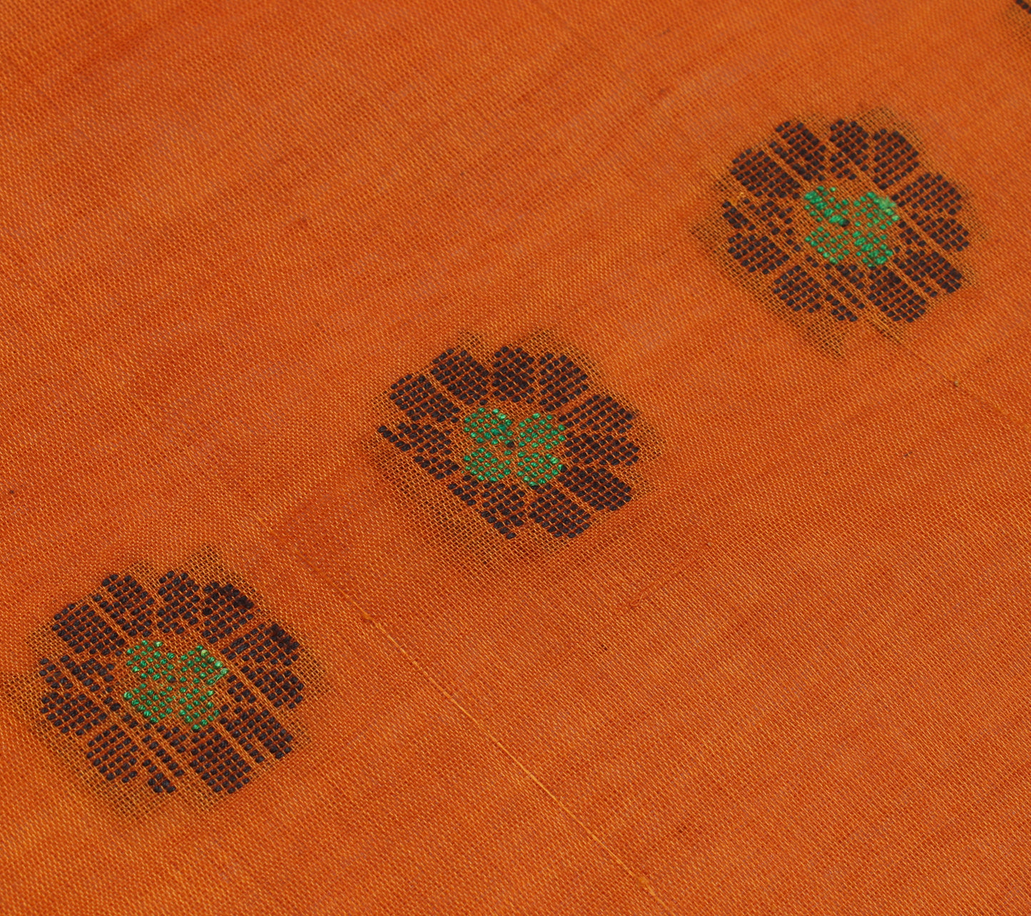Sushila Vintage Rust Indian Saree Blend Cotton Woven Floral Sari Craft Fabric