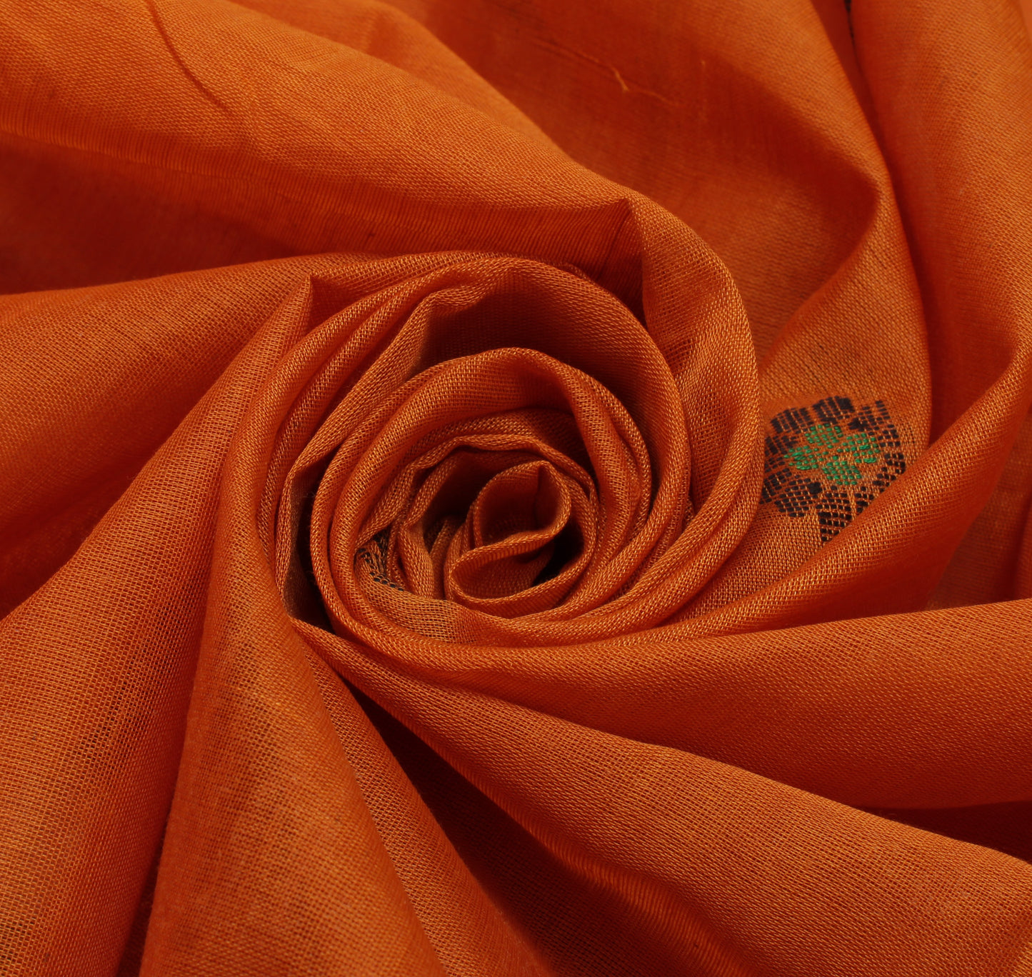 Sushila Vintage Rust Indian Saree Blend Cotton Woven Floral Sari Craft Fabric
