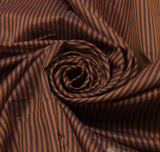 Sushila Vintage Brown Saree Blend Silk Woven Floral Sari Craft 5 Yard Fabric