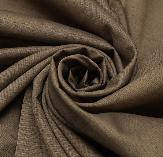 Sushila Vintage Brown Saree 100% Pure Cotton Woven Birds Sari Craft 5 YD Fabric