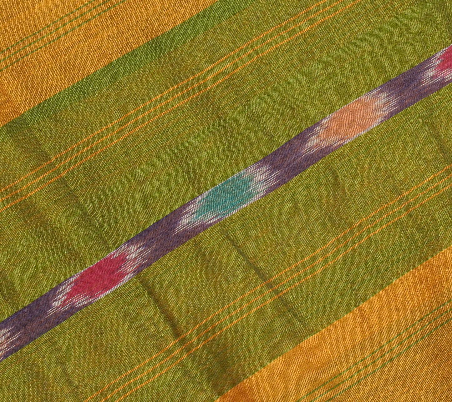 Sushila Vintage Saree Bend Cotton Hand Woven Ikat Patola Sari Craft Fabric