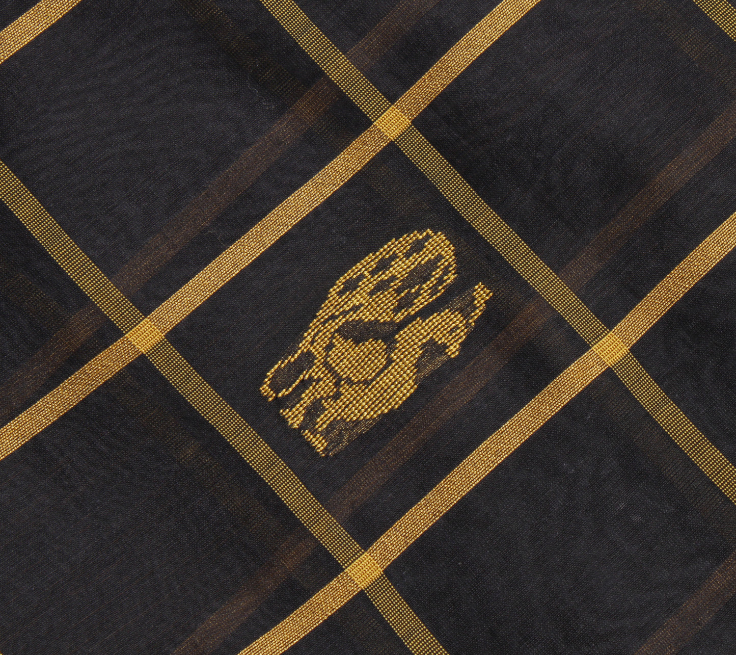 Sushila Vintage Black Saree 100% Pure Cotton Woven Peacock Sari Craft Fabric