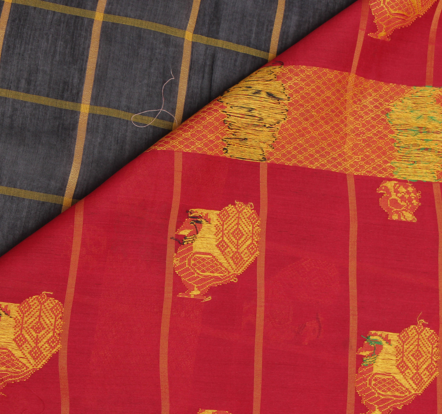Sushila Vintage Black Saree 100% Pure Cotton Woven Peacock Sari Craft Fabric