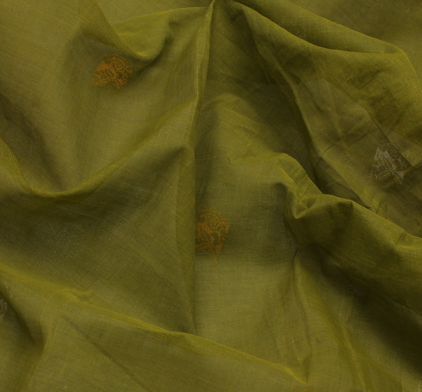 Sushila Vintage Green Saree 100% Pure Cotton Woven Floral Sari Craft Fabric