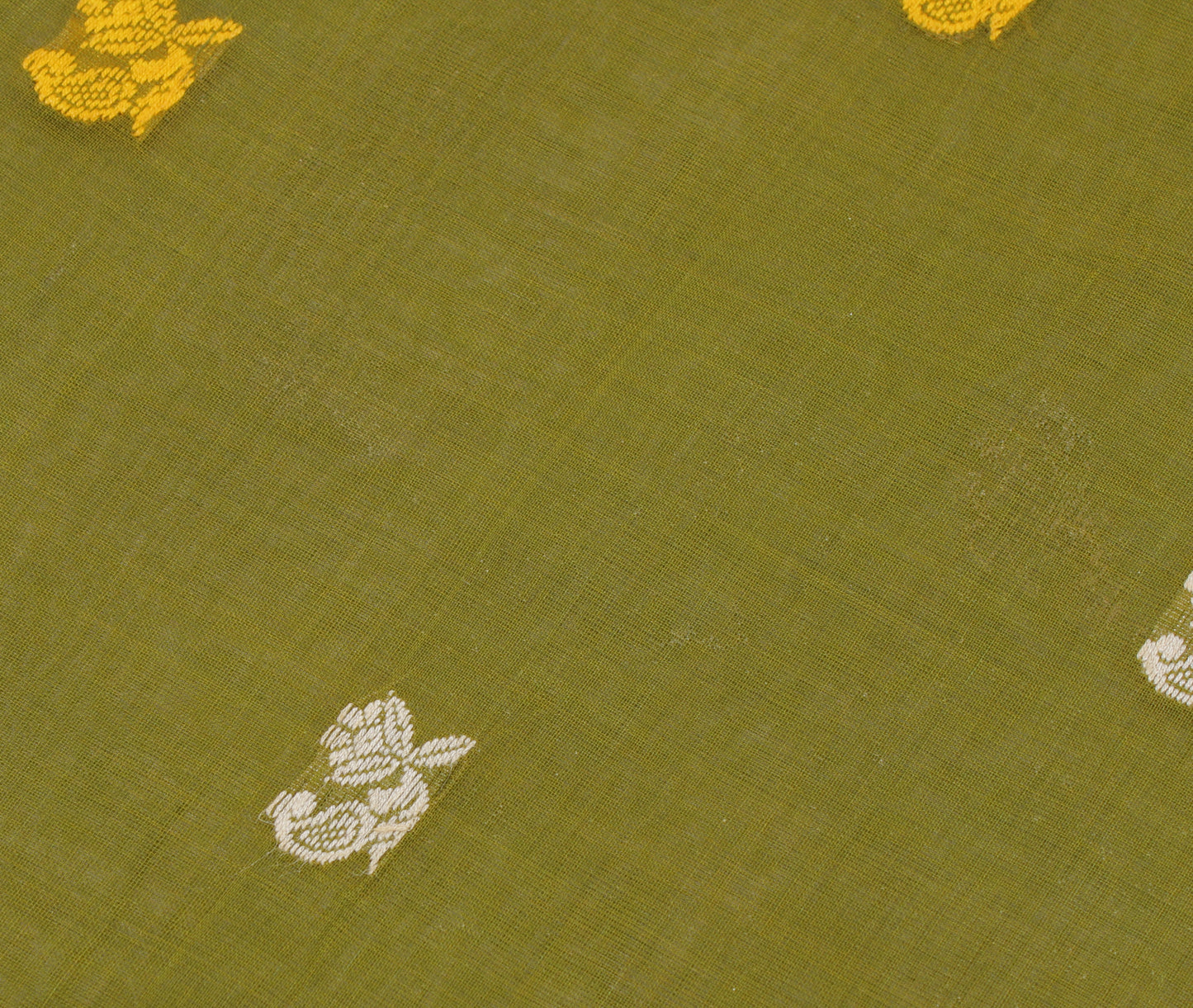 Sushila Vintage Green Saree 100% Pure Cotton Woven Floral Sari Craft Fabric