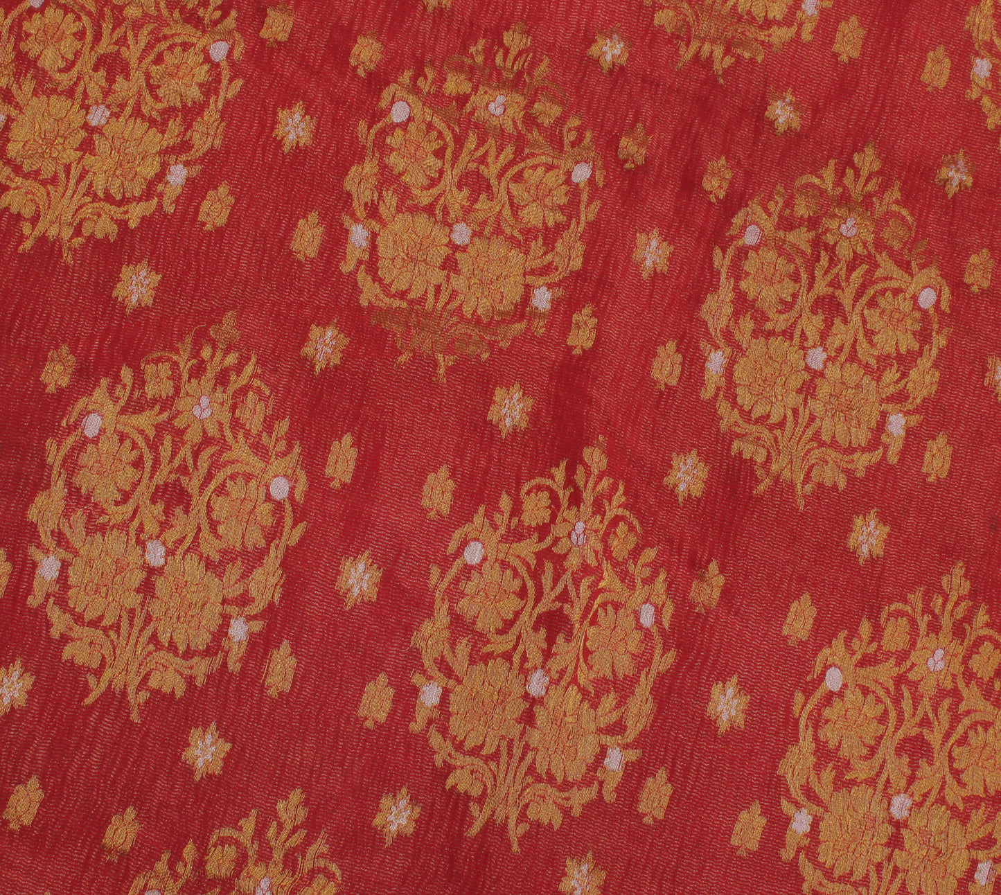 Sushila Vintage Red Saree Pure Georgette Silk Zari Woven Floral Sari 5 YD Fabric