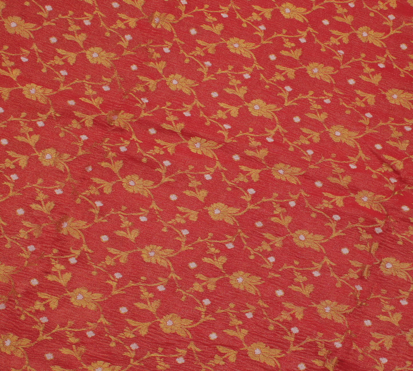 Sushila Vintage Red Saree Pure Georgette Silk Zari Woven Floral Sari 5 YD Fabric