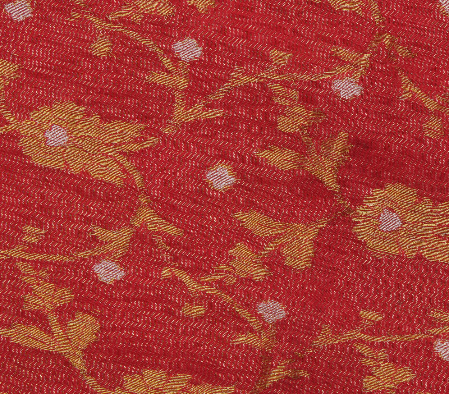 Sushila Vintage Red Saree Pure Georgette Silk Zari Woven Floral Sari 5 YD Fabric