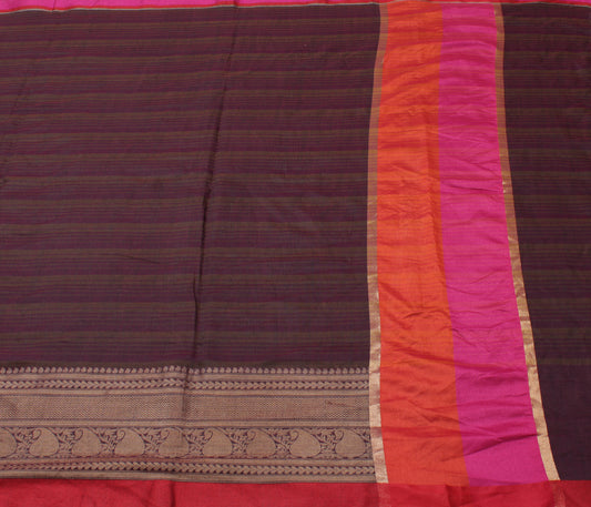 Sushila Vintage  Art Silk Saree Woven with Contract Border Sari 5YD Craft Fabric
