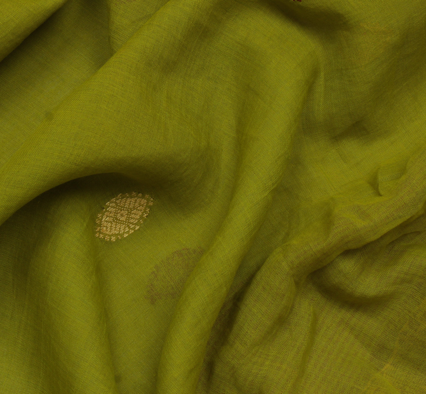 Sushila Vintage Green Indian Saree Pure Cotton Woven Floral Sari Craft Fabric