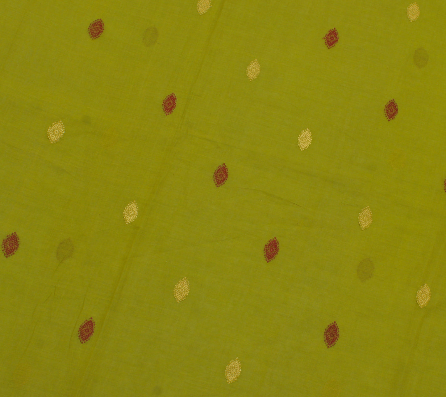 Sushila Vintage Green Indian Saree Pure Cotton Woven Floral Sari Craft Fabric