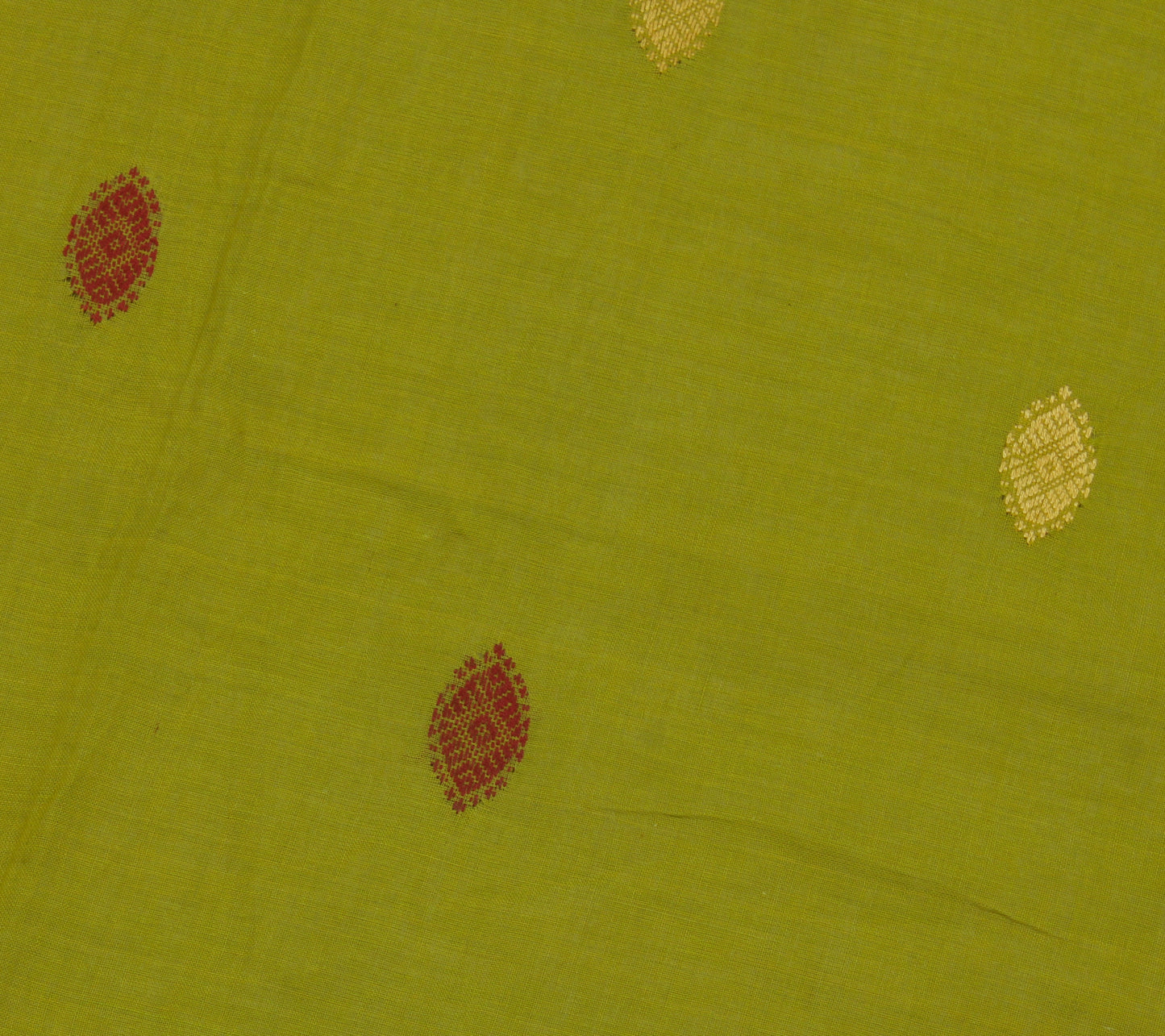 Sushila Vintage Green Indian Saree Pure Cotton Woven Floral Sari Craft Fabric