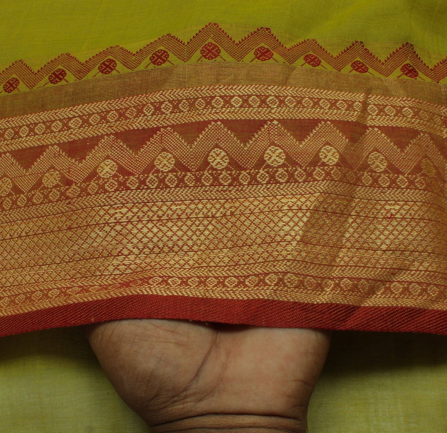 Sushila Vintage Green Indian Saree Pure Cotton Woven Floral Sari Craft Fabric