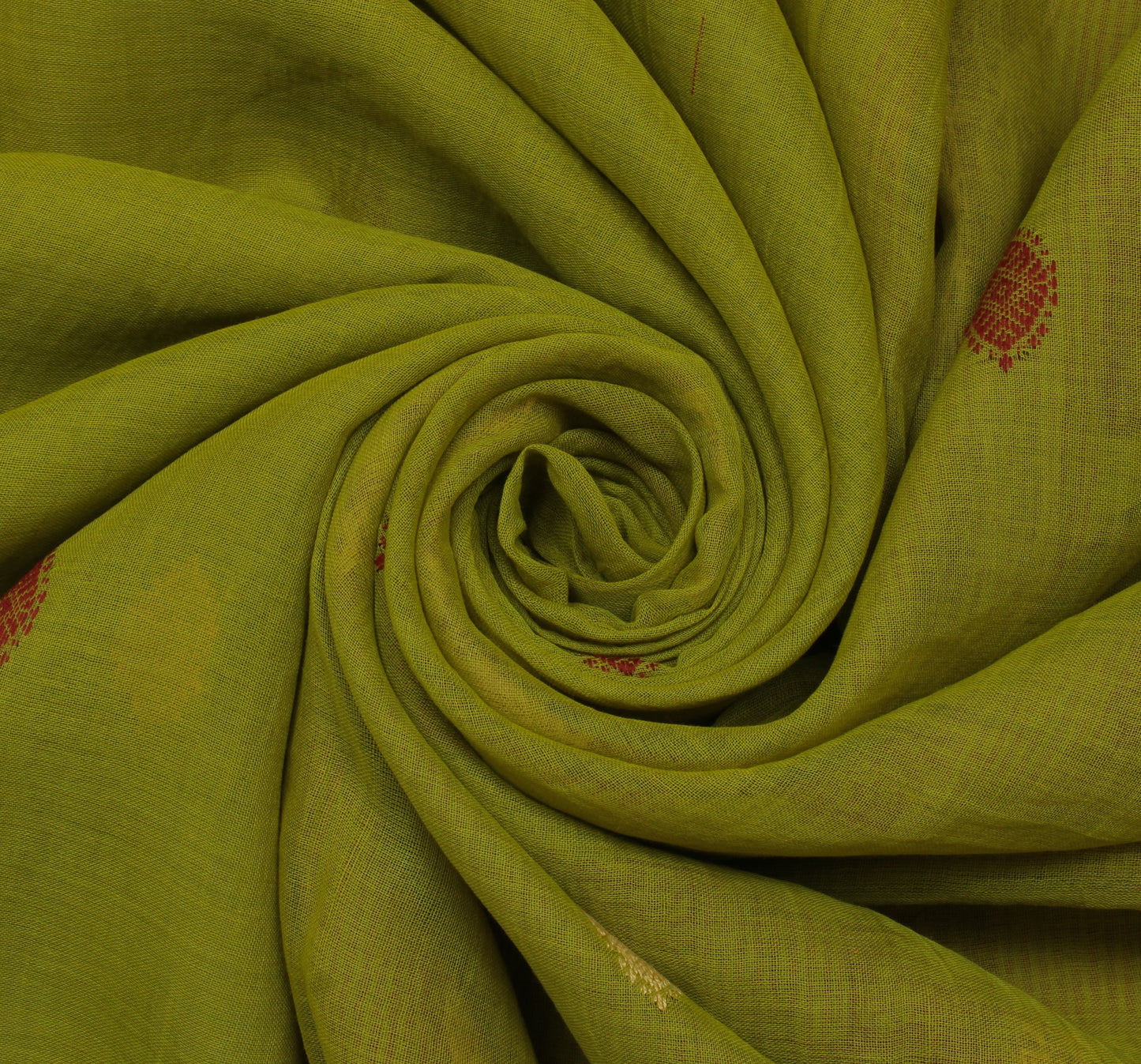 Sushila Vintage Green Indian Saree Pure Cotton Woven Floral Sari Craft Fabric