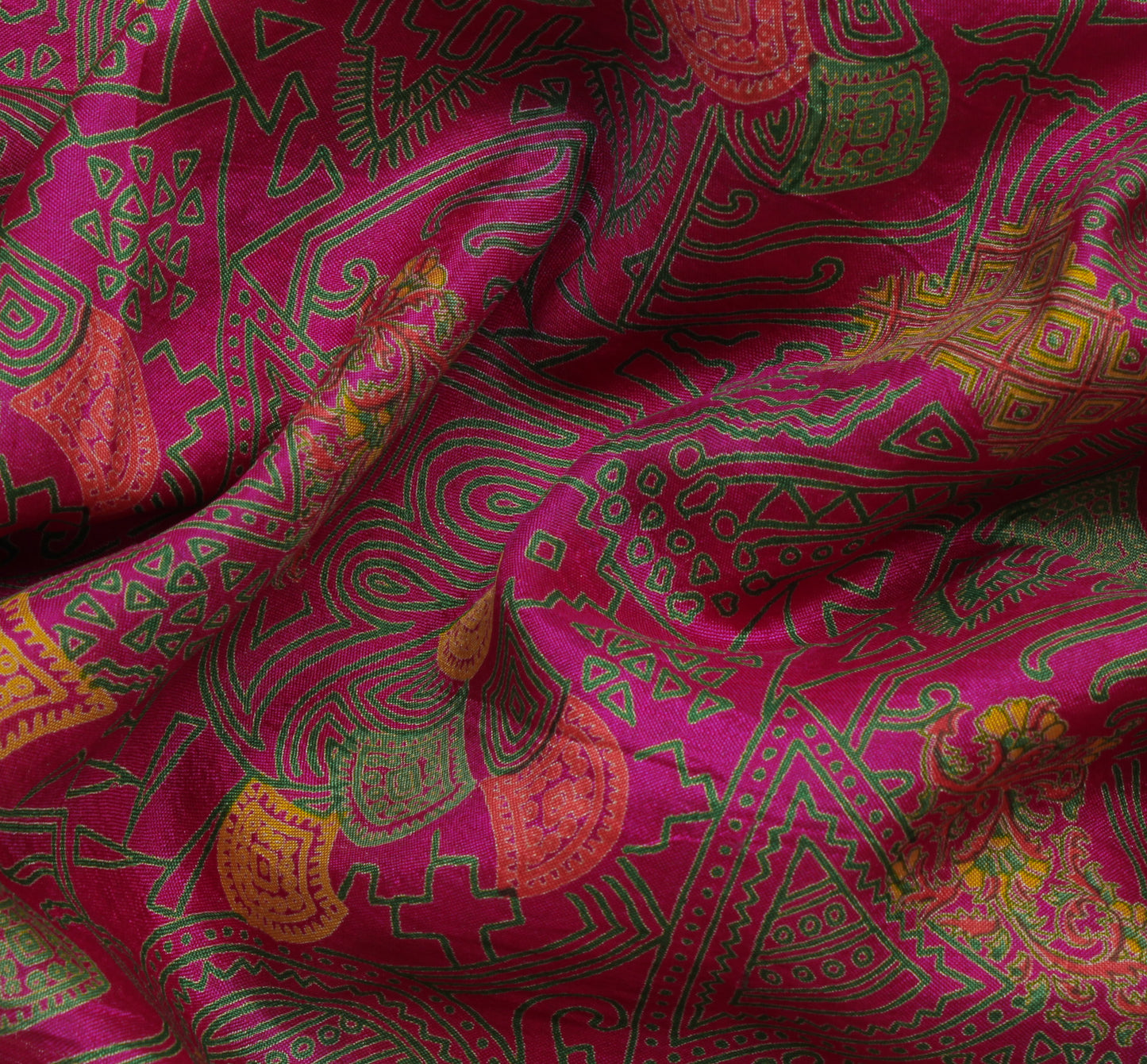 Sushila Vintage Purple Saree Pure Silk Printed & Aari Work Sari Craft Fabric