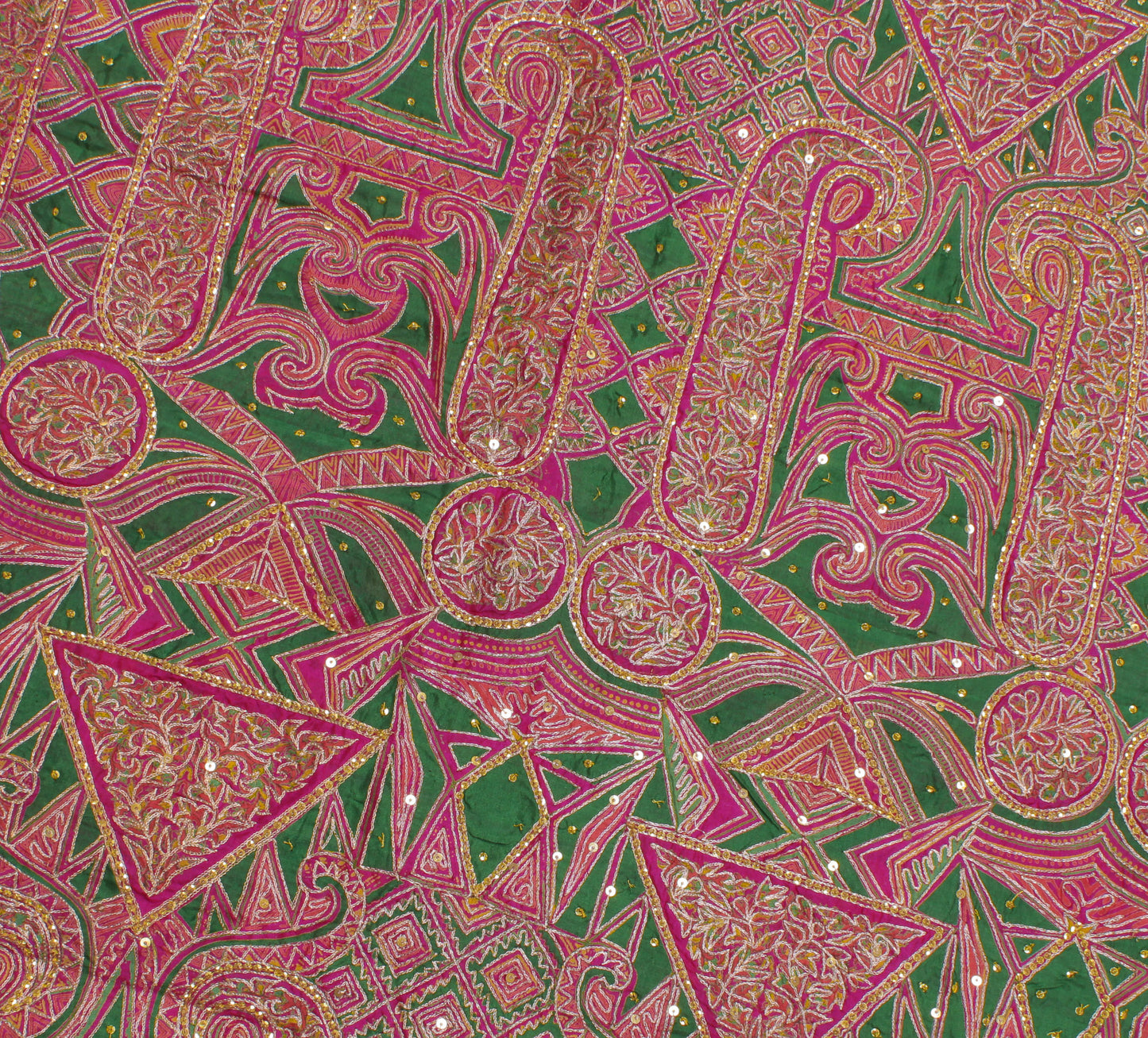 Sushila Vintage Purple Saree Pure Silk Printed & Aari Work Sari Craft Fabric