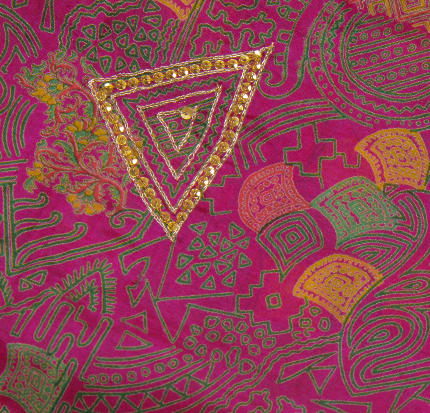 Sushila Vintage Purple Saree Pure Silk Printed & Aari Work Sari Craft Fabric