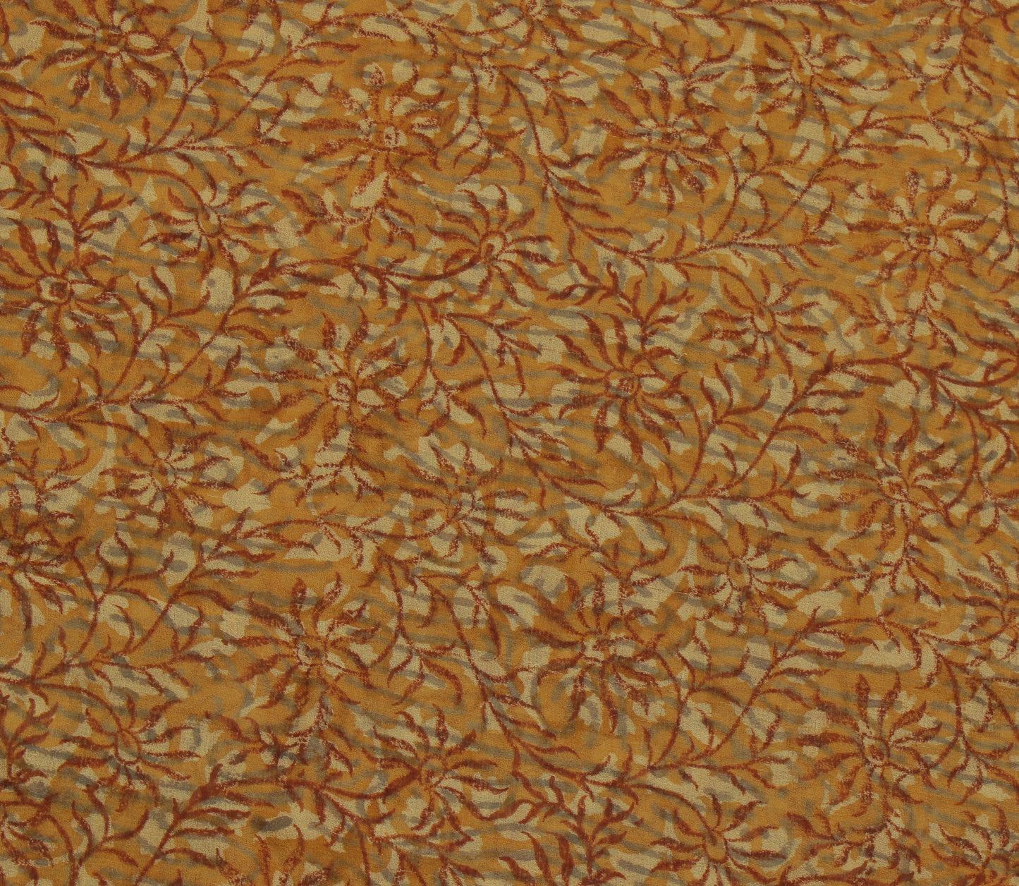 Sushila Vintage Mustard Saree Pure Georgette Silk Printed Floral Sari Fabric