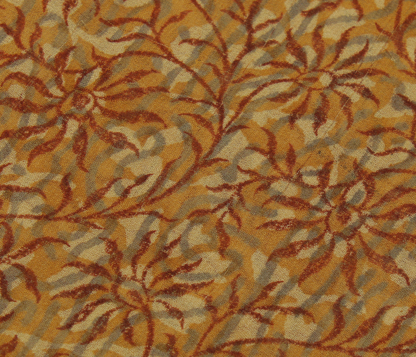 Sushila Vintage Mustard Saree Pure Georgette Silk Printed Floral Sari Fabric