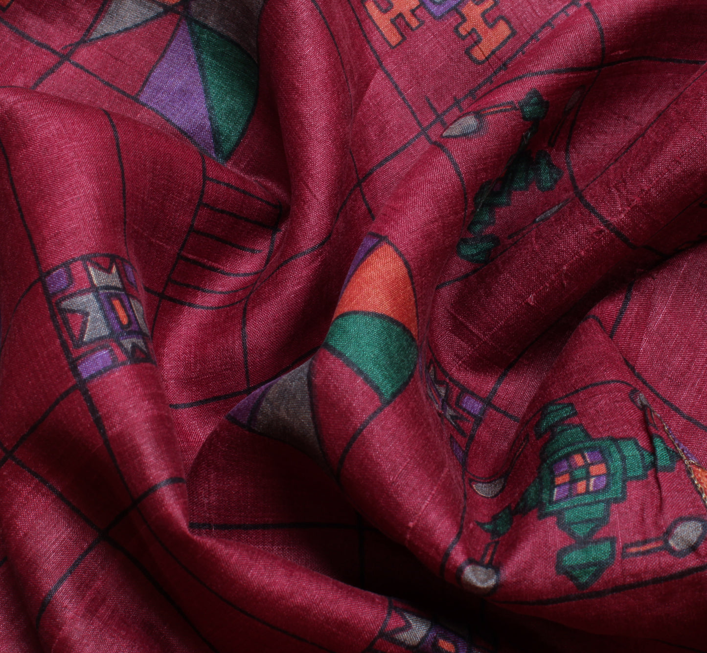 Sushila Vintage Indian Saree 100% Pure Silk Printed Sari Craft 5 Yard Fabric