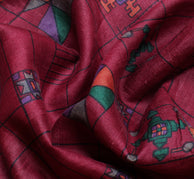 Sushila Vintage Indian Saree 100% Pure Silk Printed Sari Craft 5 Yard Fabric