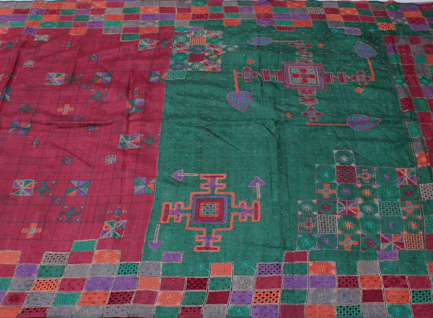 Sushila Vintage Indian Saree 100% Pure Silk Printed Sari Craft 5 Yard Fabric
