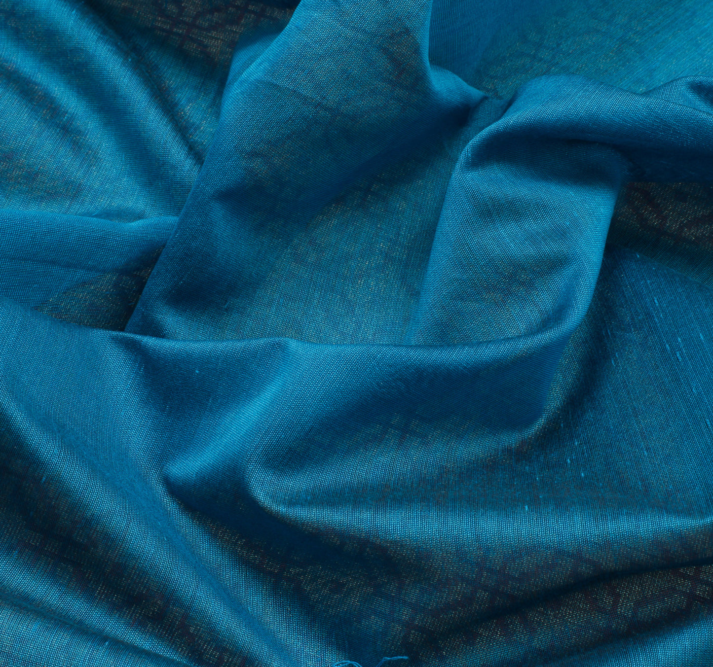 Sushila Vintage Teal Blue Saree 100% Pure Cotton Woven Sari Craft 5 Yard Fabric