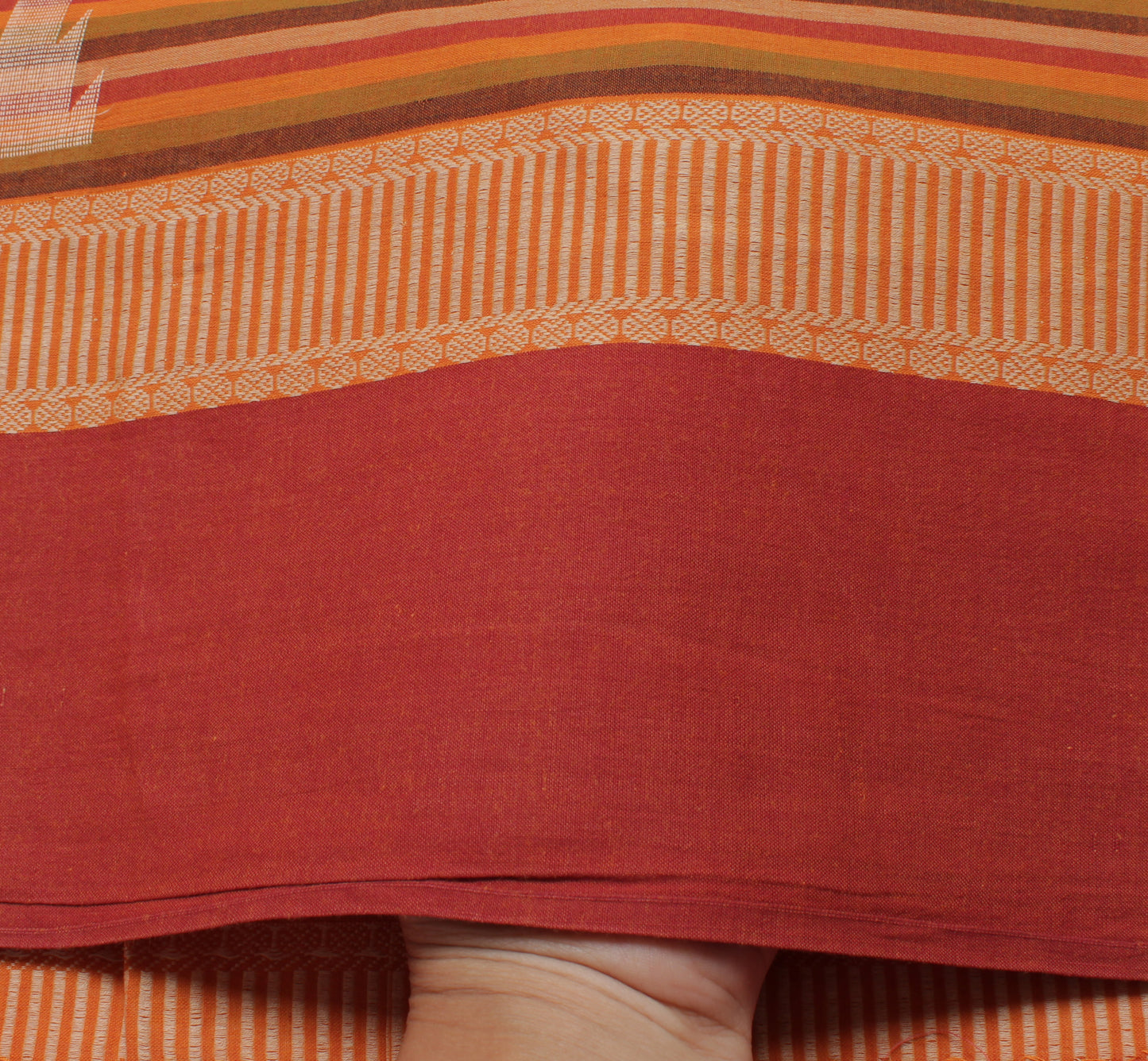 Sushila Vintage Indian Saree 100% Pure Cotton Woven Stripes Sari Craft Fabric