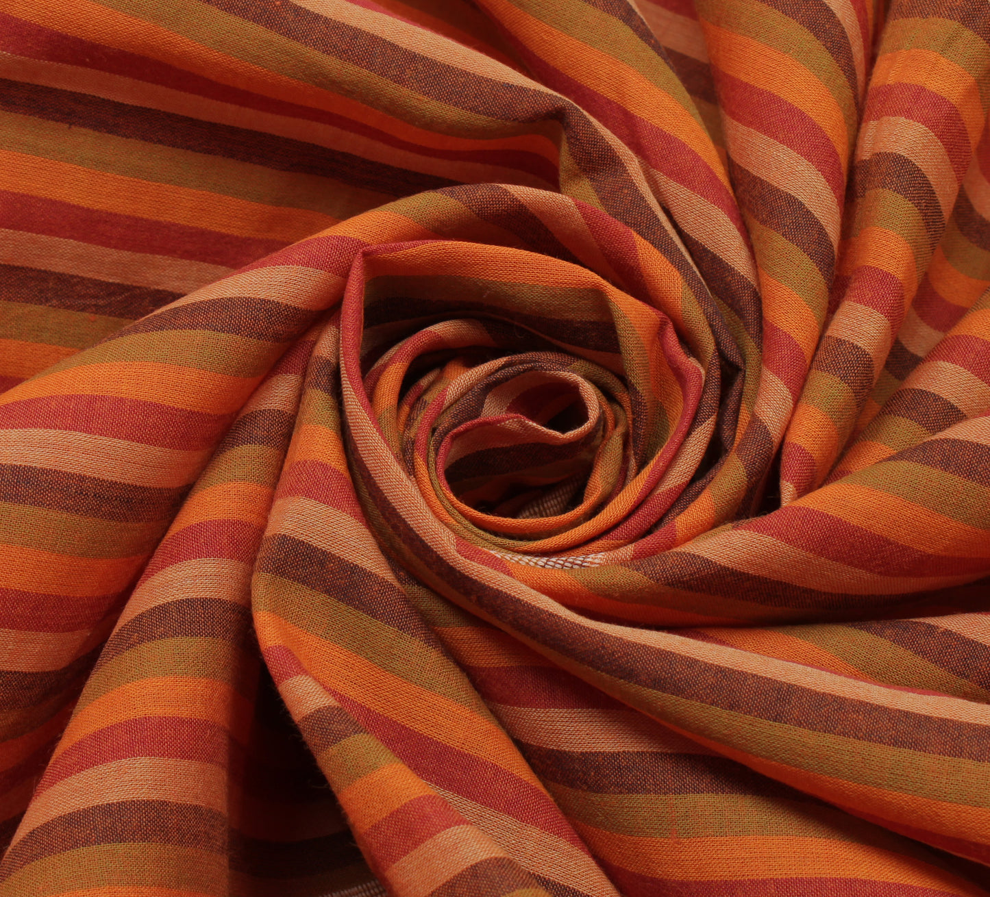 Sushila Vintage Indian Saree 100% Pure Cotton Woven Stripes Sari Craft Fabric