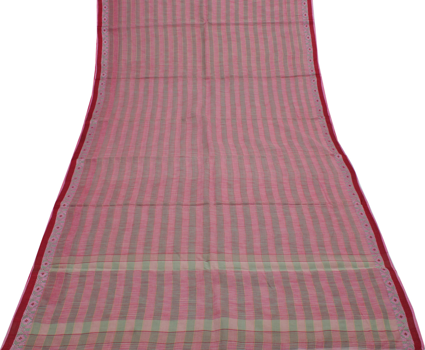 Sushila Vintage Indian Saree 100% Pure Cotton Woven Sari Craft 5 Yard Fabric