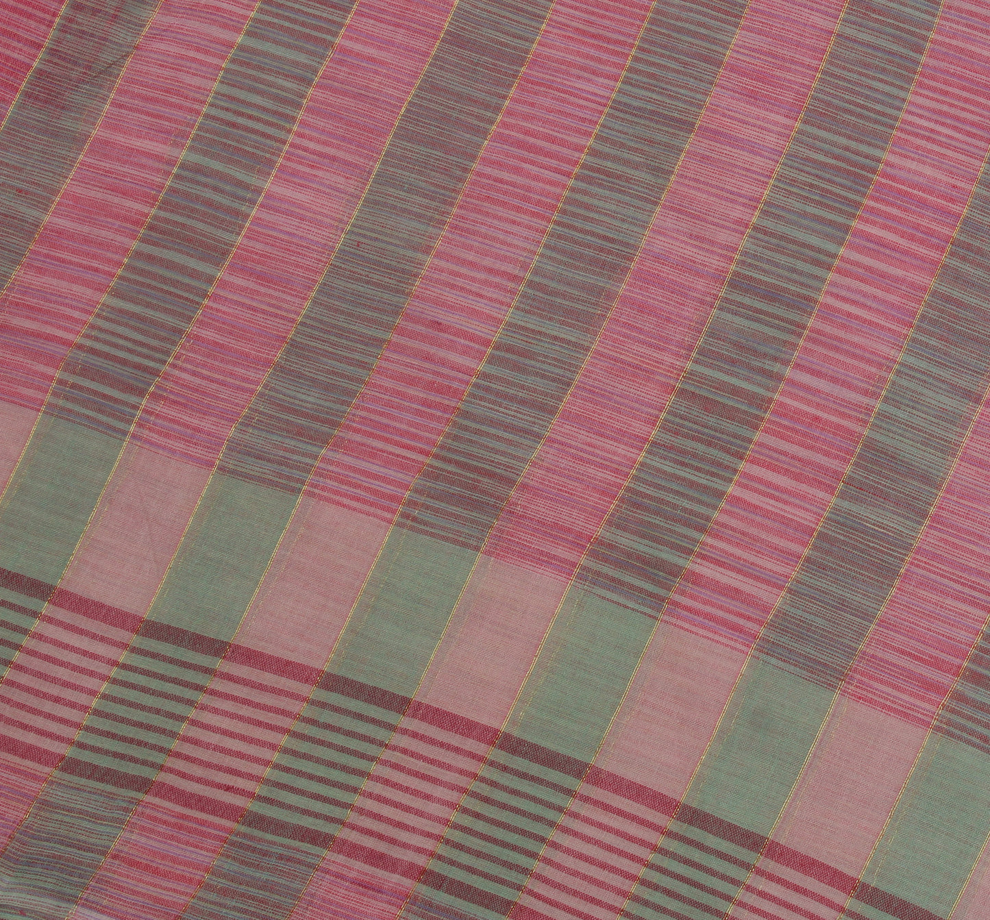 Sushila Vintage Indian Saree 100% Pure Cotton Woven Sari Craft 5 Yard Fabric