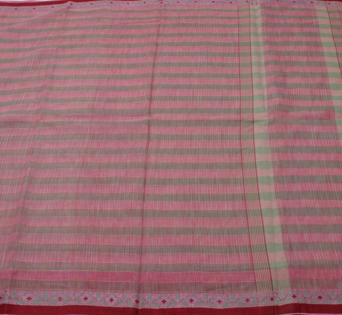 Sushila Vintage Indian Saree 100% Pure Cotton Woven Sari Craft 5 Yard Fabric